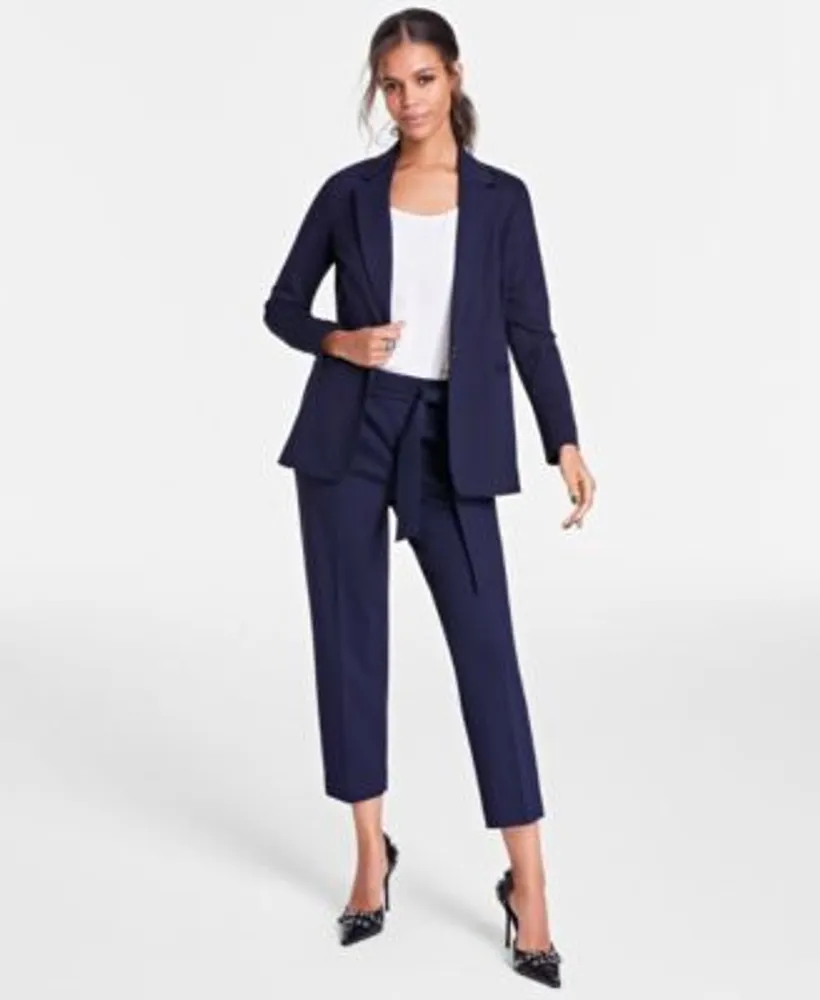 Bar Iii Womens Notch Collar Single Button Blazer Scoop Neck Camisole Tie Front Capri Pants Created For Macys