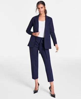 Bar Iii Womens Notch Collar Single Button Blazer Scoop Neck Camisole Tie Front Capri Pants Created For Macys