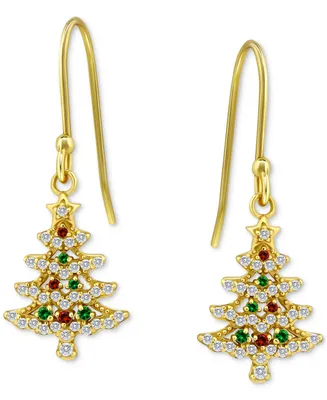 Giani Bernini Cubic Zirconia Christmas Tree Drop Earrings, Created for Macy's