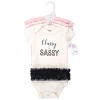 Little Treasure Baby Girls Treasure Cotton Bodysuits 3pk, Classy and Sassy