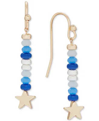 Lucky Brand Two-Tone Star & Mixed Bead Linear Drop Earrings