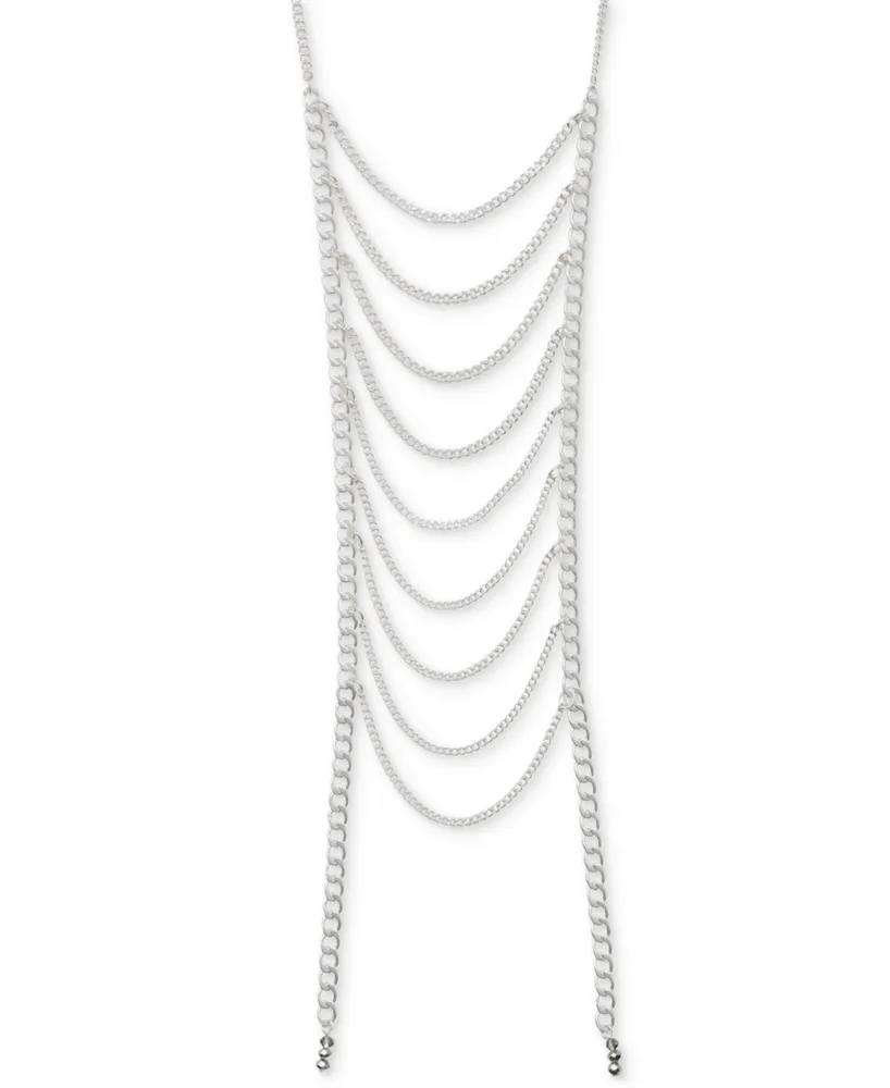Lucky Brand Silver-Tone Chain Ladder Statement Necklace, 22 + 2" extender