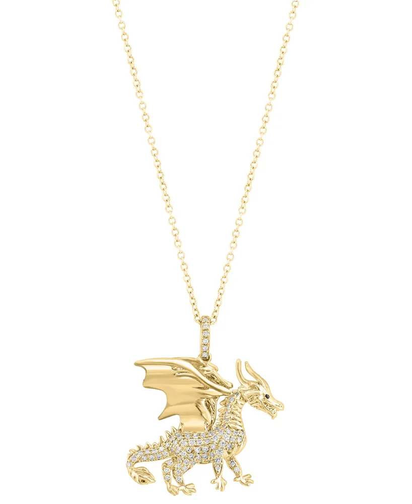 Effy Diamond Dragon 18" Pendant Necklace (1/4 ct. t.w.) in 14k Gold