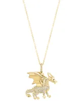 Effy Diamond Dragon 18" Pendant Necklace (1/4 ct. t.w.) in 14k Gold