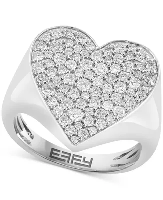 Effy Diamond Pave Heart Cluster Ring (1-1/8 ct. t.w.) in 14k White Gold