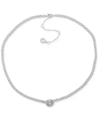 Anne Klein Silver-Tone Crystal Pendant Necklace, 16" + 3" extender