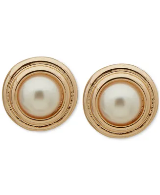 Anne Klein Gold-Tone Imitation Pearl Cabochon Stud Earrings