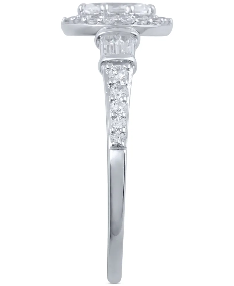Marquise-Cut Halo Engagement Ring (3/4 ct. t.w.) in 14k White Gold