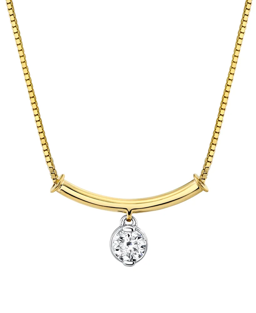 Sirena Diamond Dangle Curved Bar 18" Pendant Necklace (1/3 ct. t.w.) in 14k Two-Tone Gold - Two