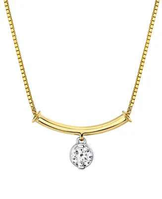 Sirena Diamond Dangle Curved Bar 18" Pendant Necklace (1/3 ct. t.w.) in 14k Two-Tone Gold - Two