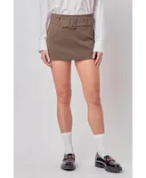 Women's Belted Low Waist Skort