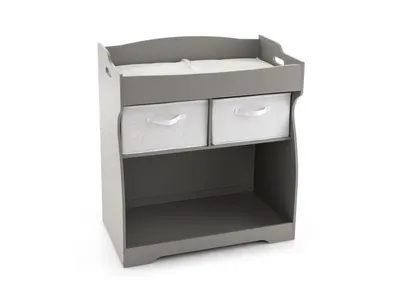 Baby Changing Table with 2 Drawers and Large Storage Bin-Grey