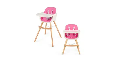 Slickblue Girls Wooden 3 in 1 Convertible High chair with Cushion