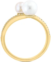 Effy Freshwater Pearl (5-6mm) & Diamond (1/10 ct. t.w.) Coil Ring in 14k Gold