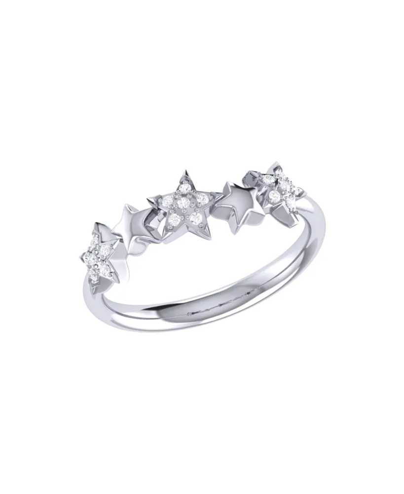 LuvMyJewelry Sparkling Starry Lane Design Sterling Silver Diamond Women Ring