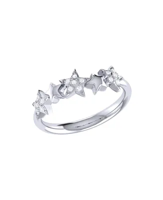 LuvMyJewelry Sparkling Starry Lane Design Sterling Silver Diamond Women Ring
