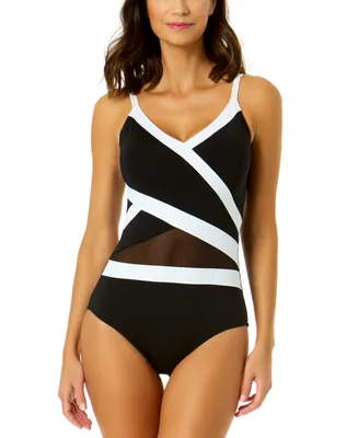 Anne Cole Women's Mesh-Insert Section One-Piece Swimsuit