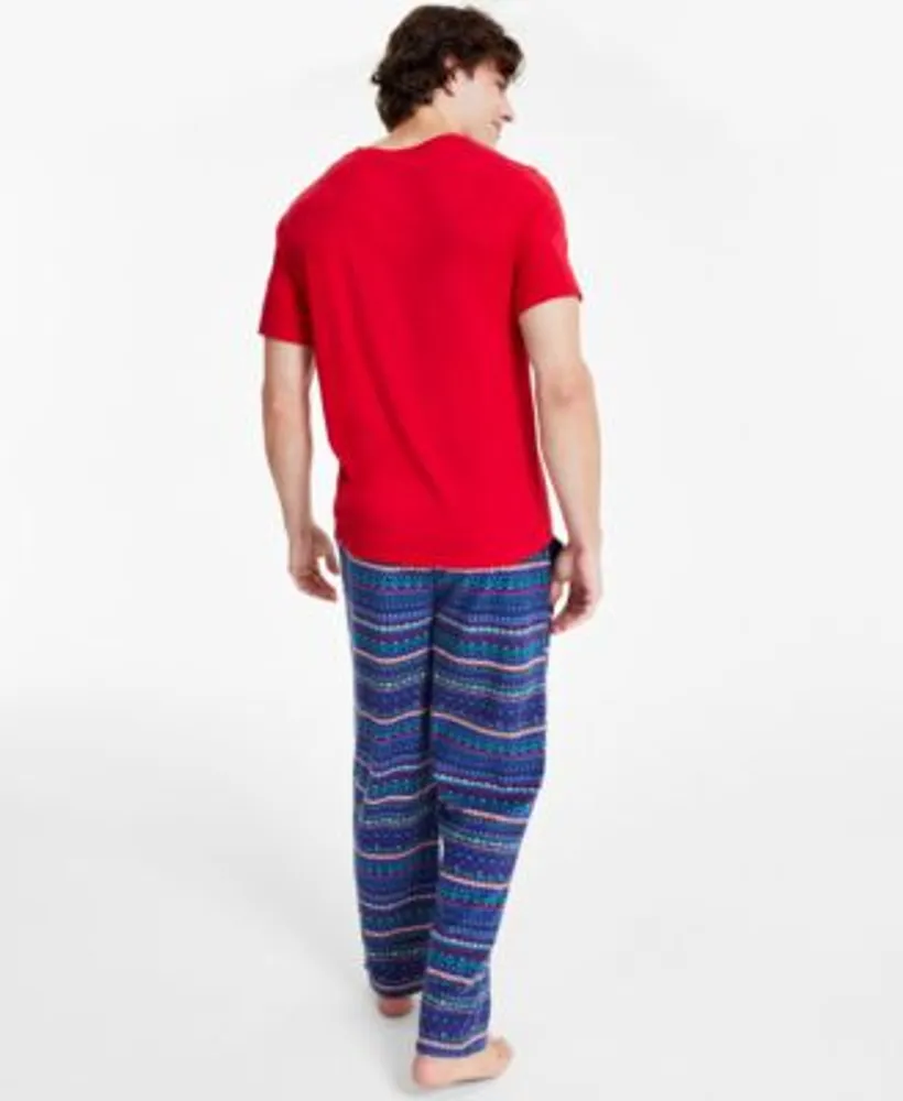 Club Room Mens Holiday Pajama T Shirt Regular Fit Fleece Pajama Pants Created For Macys