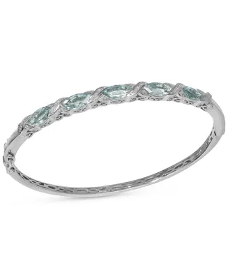 Aquamarine (3-3/4 ct. tw.) & Diamond Accent Bangle Bracelet in Sterling Silver