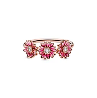 Pandora Cubic Zirconia Moments Pink Daisy Flower Trio Ring