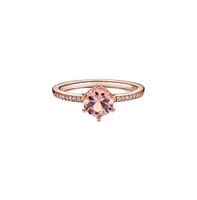 Pandora Cubic Zirconia Moments Pink Sparkling Crown Solitaire Ring