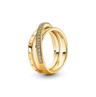 Pandora Cubic Zirconia Signature Crossover Pave Triple Band Ring