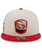 Men's New Era Stone, Scarlet San Francisco 49ers 2023 Salute To Service 59FIFTY Fitted Hat