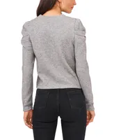 1.state Women's Draped Shoulder Long Sleeve Crew Neck Top