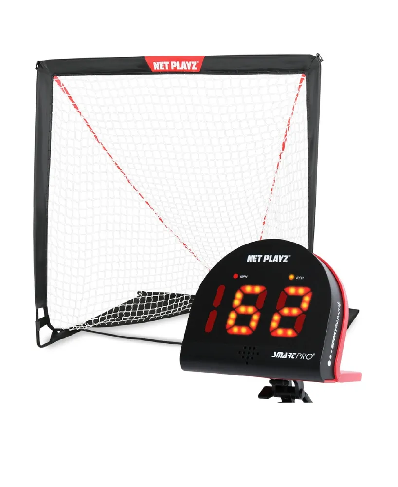 Net Playz Lacrosse Combo, Lacrosse Practice Net and Speed Radar Gift Set Training Equipment for Lacrosse Players, Kids Teens Children