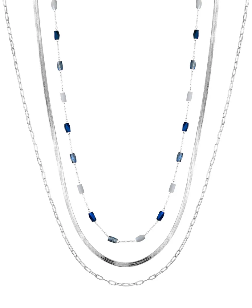 Unwritten Crystal Bead Layered 3 Piece Necklace Set