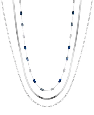 Unwritten Crystal Bead Layered 3 Piece Necklace Set