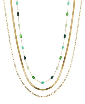 Unwritten Crystal Bead Layered 3 Piece Necklace Set