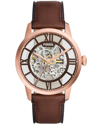 Fossil Men's Townsman Automatic Brown Leather Watch 44mm