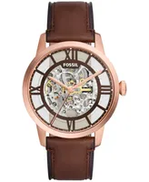 Fossil Men's Townsman Automatic Brown Leather Watch 44mm