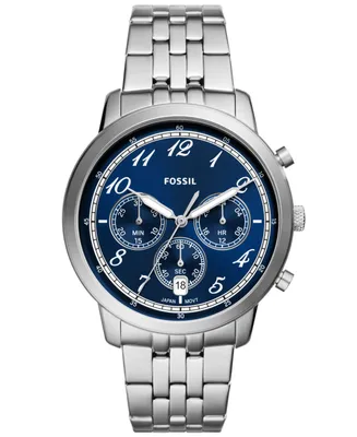 Fossil Men's Neutra Chronograph Silver-Tone Stainless Steel Watch 44mm - Silver