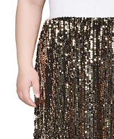 Ny Collection Plus Knee Length Sequined Skirt