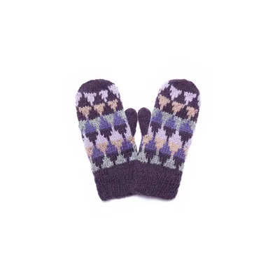 Feelgoodz Women's Artisan Hand-Knit Jaya Harlequin Wool Mitten