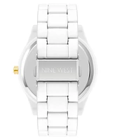 Nine West Women's Quartz Matte White Alloy Link Bracelet Watch, 42mm