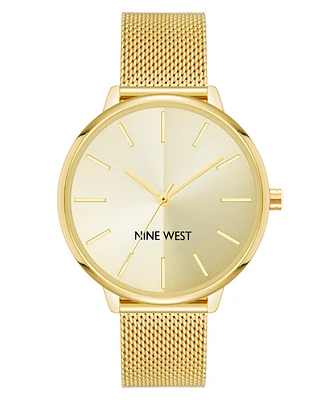 Nine West Women's Quartz Gold-Tone Stainless Steel Mesh Band Watch