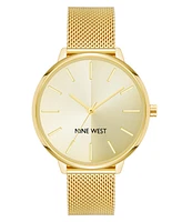 Nine West Women's Quartz -Tone Stainless Steel Mesh Band Watch, 40mm