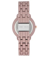 Nine West Women's Quartz Purple Alloy Link Bracelet Watch, 36mm - Purple, Rose Gold