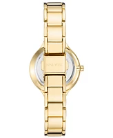 Nine West Women's Quartz Gold-Tone Alloy Link Bracelet Watch, 36mm - Green, Gold