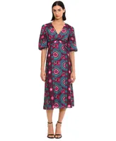 Donna Morgan Women's Ruched 3/4-Sleeve Midi Dress