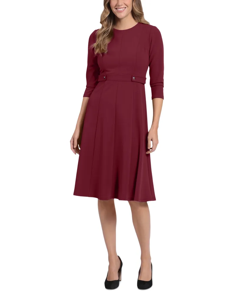 London Times Women's Tab-Waist Fit & Flare Dress