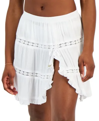 Miken Women's Lace-Inset Ruffle-Trim Skirt Cover-Up, Created for Macy's