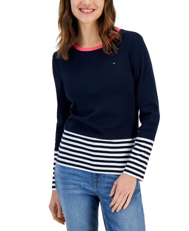 Tommy Hilfiger Women\'s Cotton Colorblocked Striped Top | Hawthorn Mall