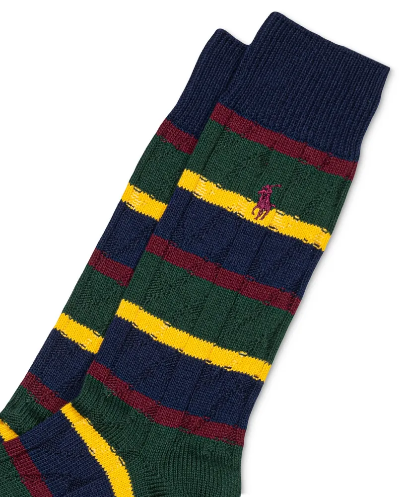 Polo Ralph Lauren Men's Repp Stripe Cable Crew Socks