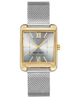 Nine West Women's Quartz Rectangular Silver-Tone Stainless Steel Mesh Band Watch, 29mm - Silver-Tone