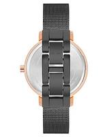 Nine West Women's Quartz Black Stainless Steel Mesh Band Watch, 34mm - Black, Rose Gold