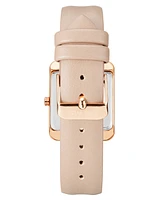 Nine West Women's Quartz Square Light Pink Faux Leather Band Watch, 29mm - Pink, Rose Gold